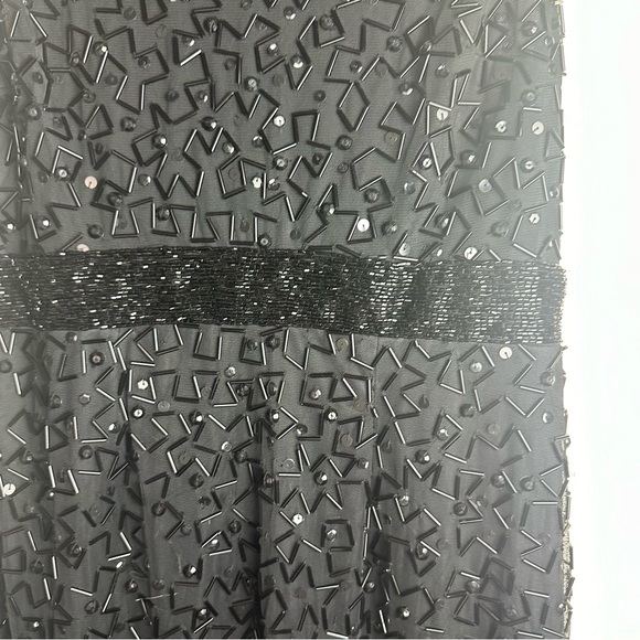 Mac Duggal Black Geometric Hand Embellished  Sleeveless A-Line Dress NWT Size 8 - Picture 10 of 16